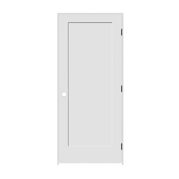 Codel Doors 34" x 84" x 1-3/8" Primed 1-Panel Interior Shaker 7-1/4" LH Prehung Door with Matte Black Hinges 2170pri8401LH10B714 - main